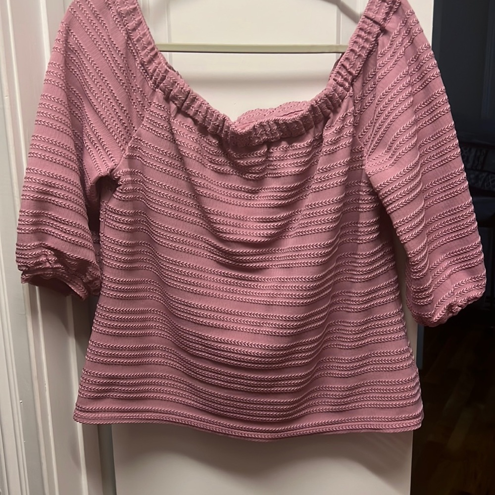 White House Black Market rose off the shoulder top. Size large
